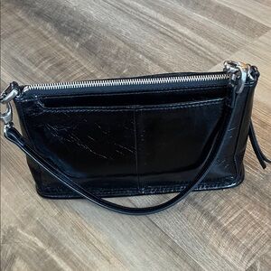 HOBO Glossy Black Wristlet Clutch